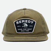 Front view of the waxed canvas Olive Remedy Hat