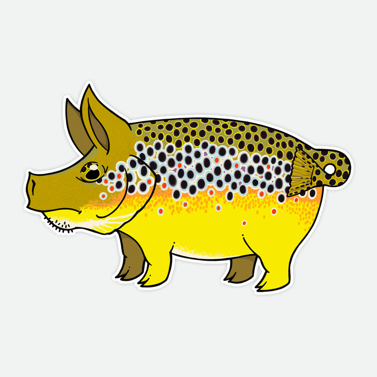Brown Trout Pig Decal