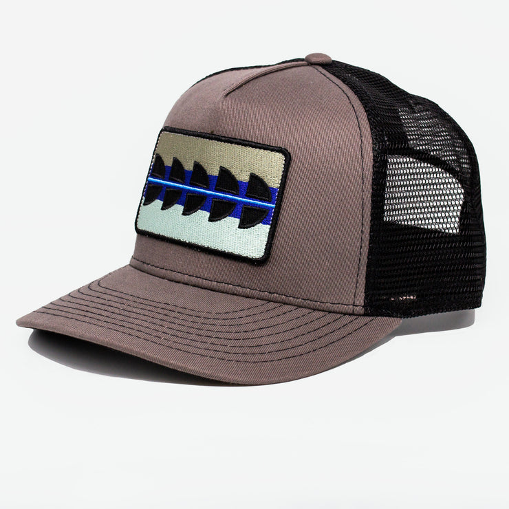 Side view of charcoal Striped Bass Hat