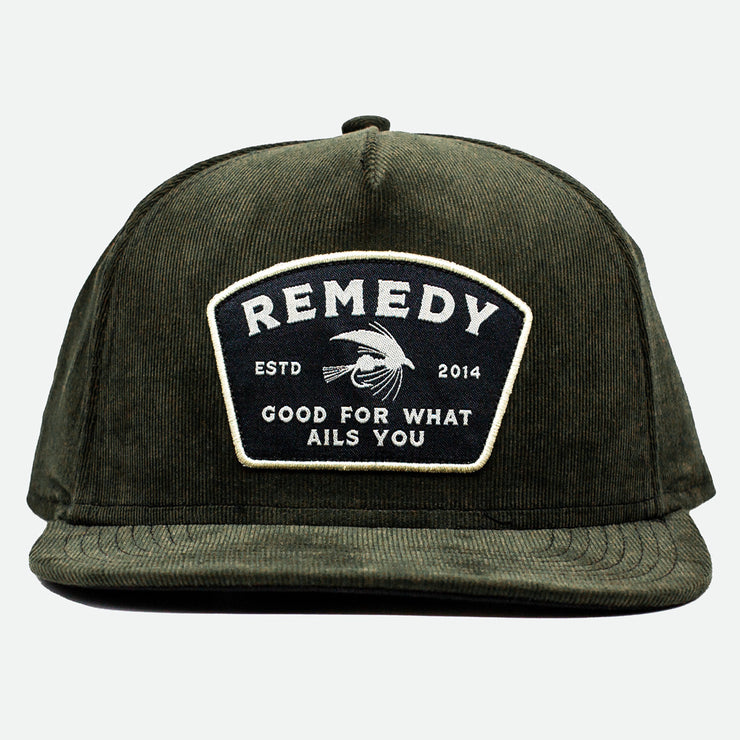 Front view of the Olive Corduroy Remedy Hat