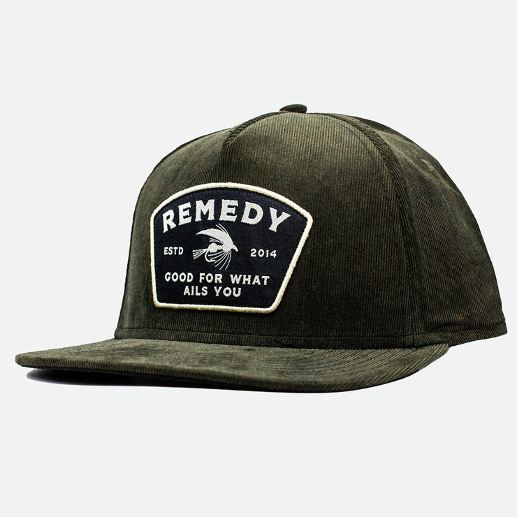 Side view of Olive Courduroy Remedy Hat