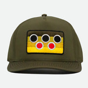 Front view of the olive green Brown Trout Hat with solid green sides