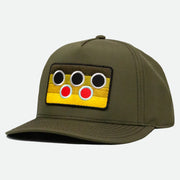 Side view of the olive green Brown Trout Hat with solid sides